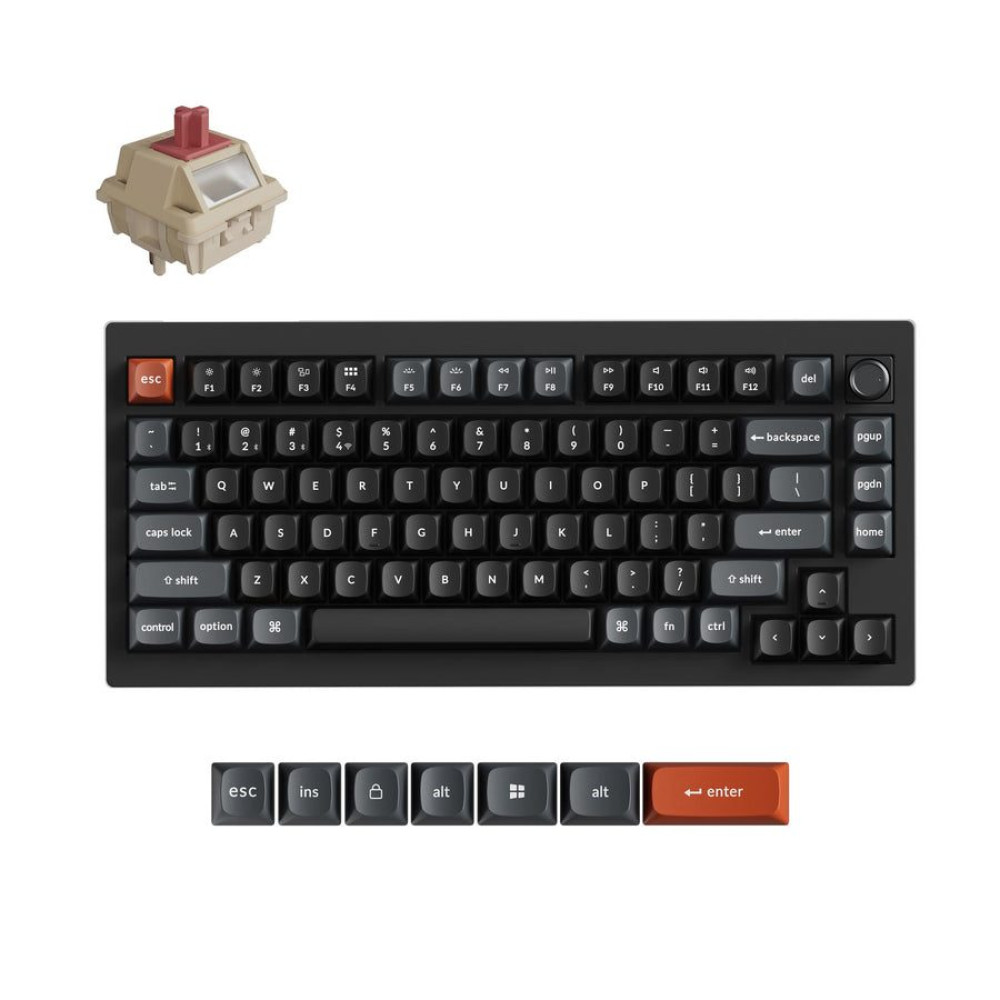 Keychron V1 Ultra (V1U-D1) QMK/VIA 8K Wireless Custom Mechanical Keyboard Red Switch RGB 75% US