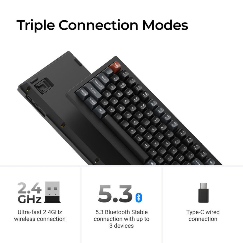 Keychron V5 Ultra (V5U-D3) QMK/VIA 8K Wireless Custom Mechanical Keyboard Brown Switch RGB 96% US
