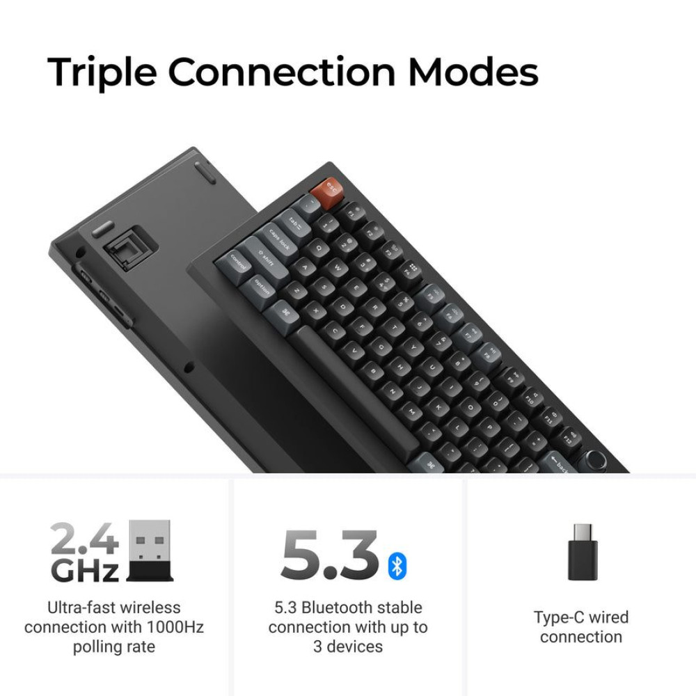 Keychron V6 Ultra (V6U-D4) QMK/VIA 8K Wireless Custom Mechanical Keyboard Banana Switch RGB 100% US