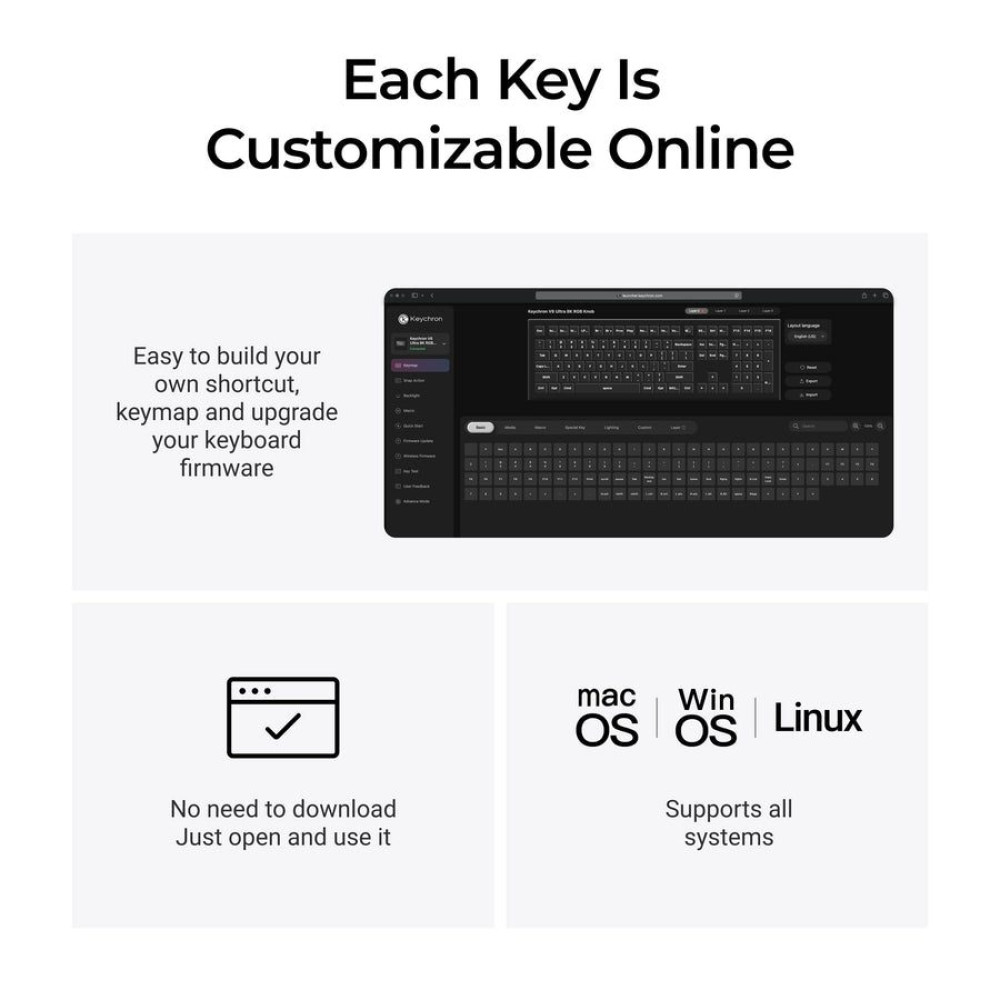 Keychron V6 Ultra (V6U-D4) QMK/VIA 8K Wireless Custom Mechanical Keyboard Banana Switch RGB 100% US