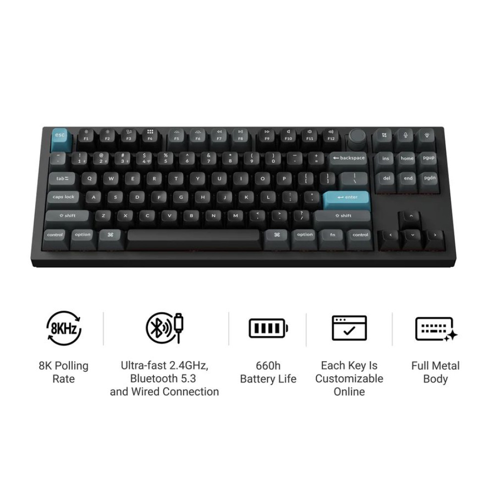 Keychron Q3 Ultra (Q3U-M3) ZMK RGB 8K Wireless Custom Mechanical Keyboard-Brown Switch 80% US