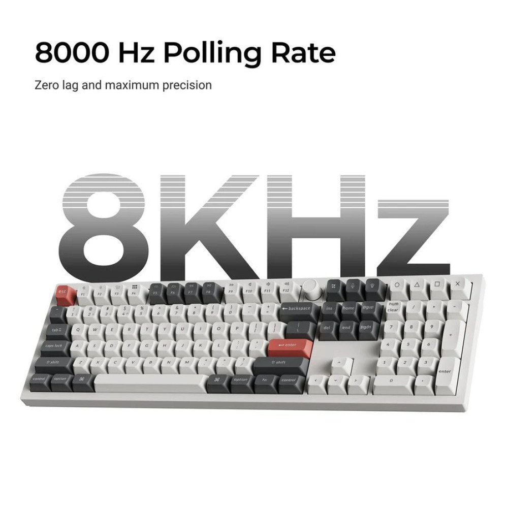 Keychron Q6 Ultra (Q6U-P1) ZMK RGB 8K Wireless Custom Mechanical Keyboard-Red Switch 100% US White