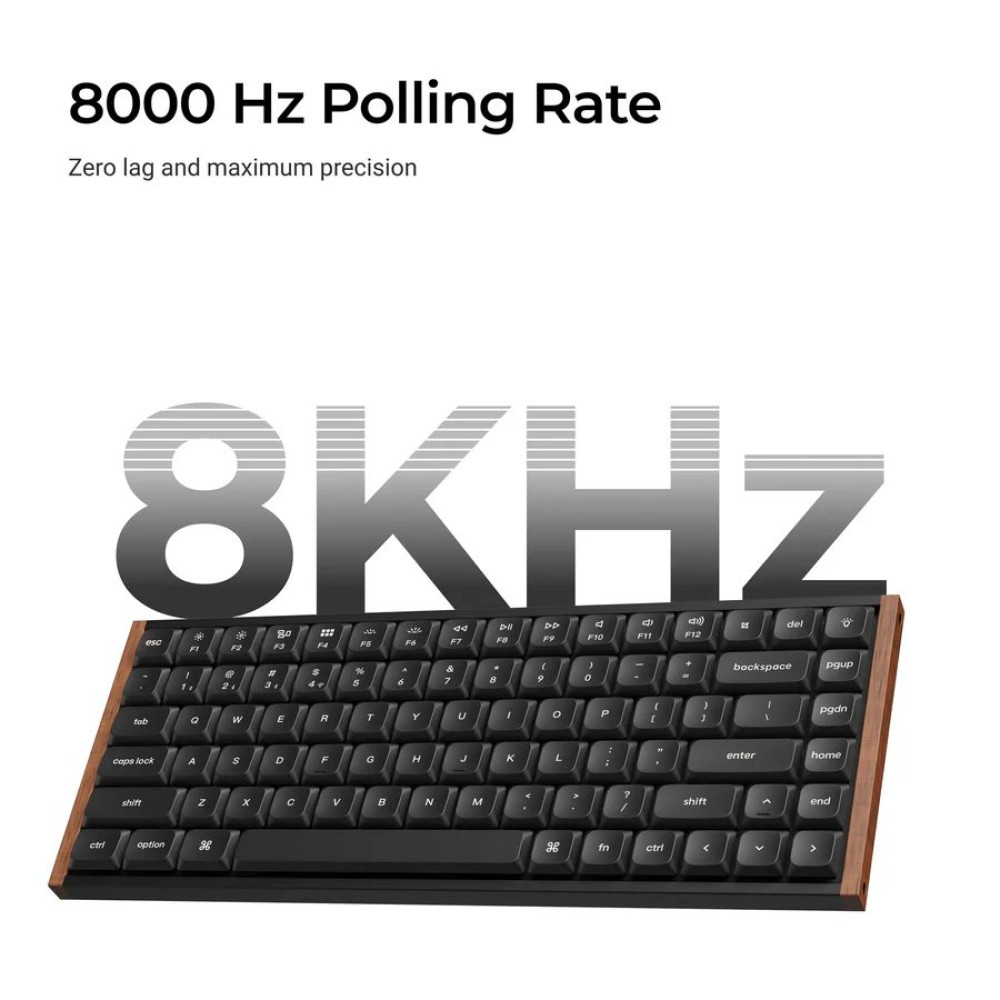 Keychron K3 Ultra (K3U-H1) ZMK 8K Wireless Mechanical Keyboard Red Switch Low Profile Wood Frame 75%