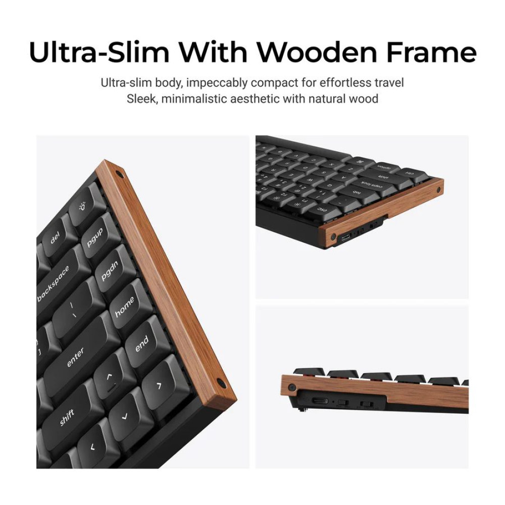 Keychron K3 Ultra (K3U-H1) ZMK 8K Wireless Mechanical Keyboard Red Switch Low Profile Wood Frame 75%