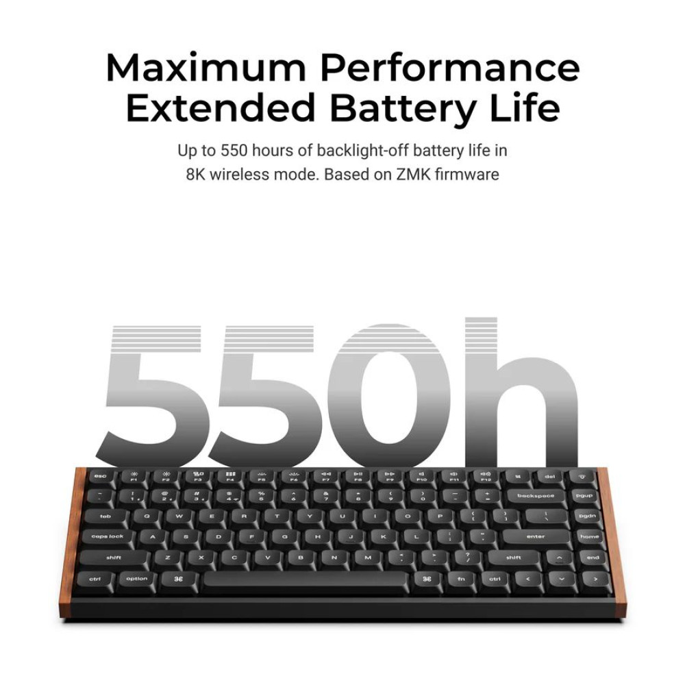 Keychron K3 Ultra (K3U-H3) ZMK 8K Wireless Mechanical Keyboard Brown Switch Low Profile Wood Fr. 75%