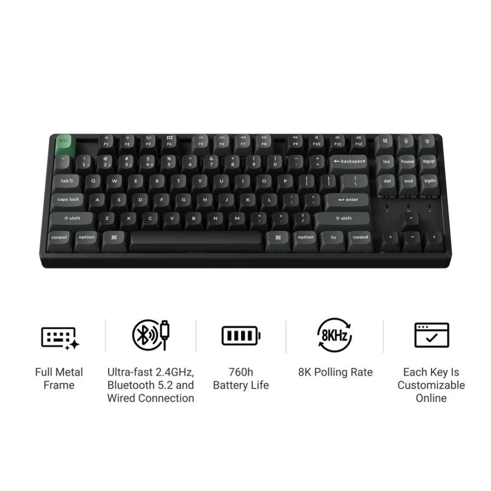 Keychron K8 Ultra (K8U-J1) ZMK Wireless 8K Mechanical Keyboard Red Switch (Hot-Swap) 80% Us Layout