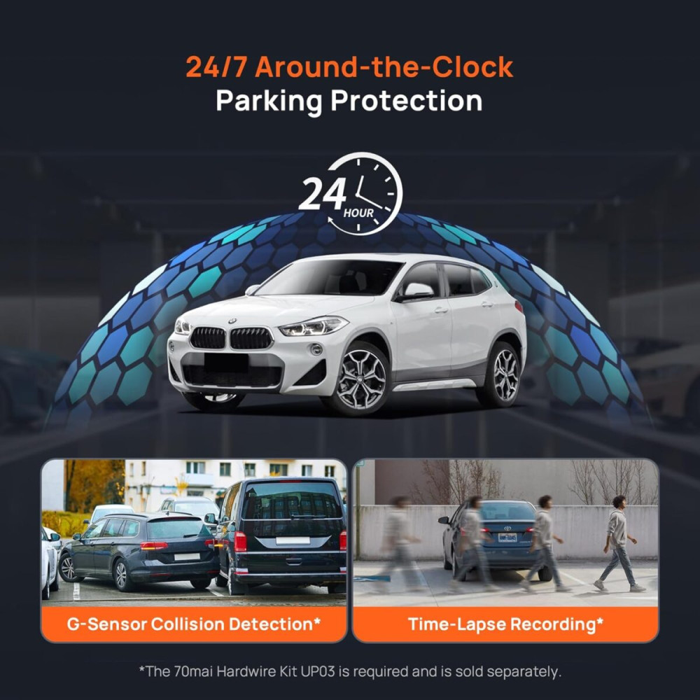 70mai A800SE Dash Cam 4k w. 3inch screen - 2160p 140FOV
