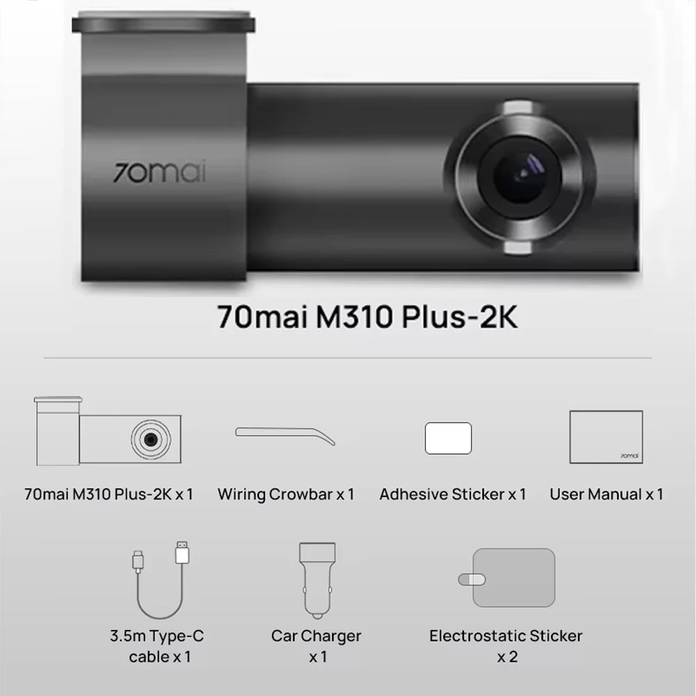 70mai M310 Plus 2k Dash Cam - 2k resolution 2560 x 1440