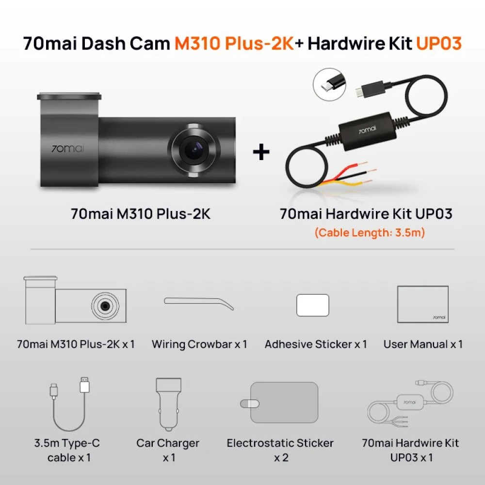 70mai M310 Plus 2k Dash Cam - 2k resolution 2560 x 1440