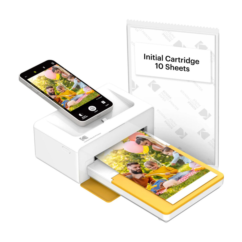 Kodak Dock Plus 4PASS Wireless Smarphone Photo Printer (10 x 15 cm) + Accessory Package with 10 Shee