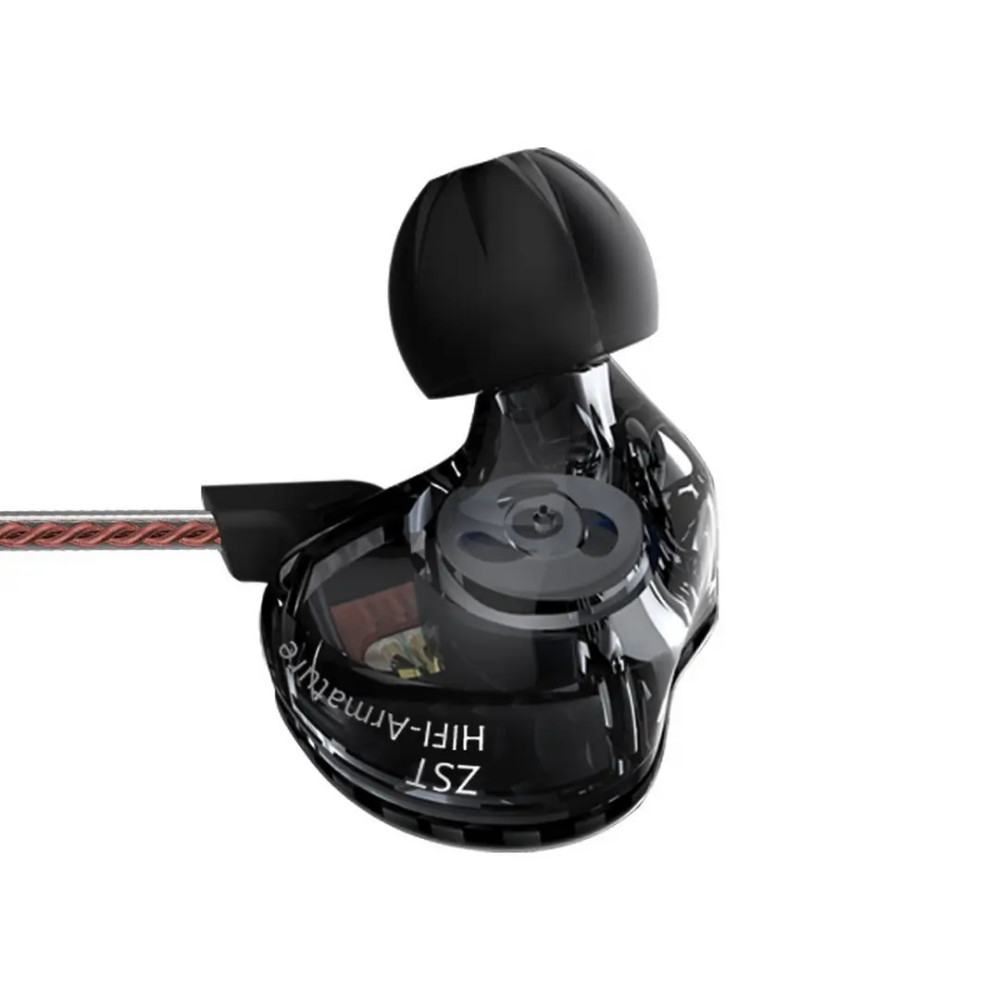 KZ ZST Black No Mic - IEM 3,5 In Ear Monitor Earphones, Dynamic Hybrid Dual Driver 1BA+1DD