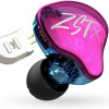 KZ ZST X Purple With Mic - IEM 3,5 In Ear Monitor Earphones, Dynamic Hybrid Dual Driver 1BA+1DD,  2x