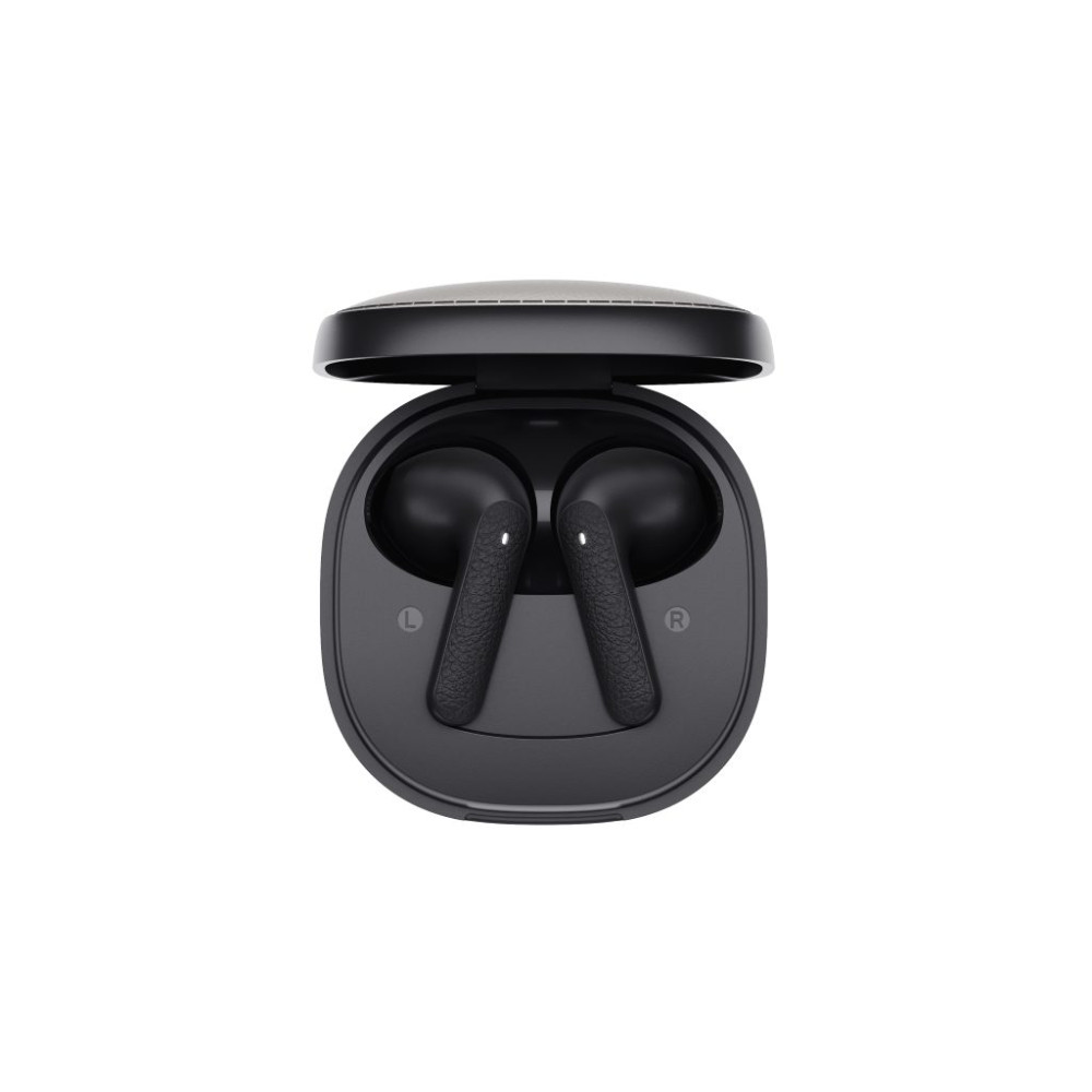 QCY Air Dark Grey Semi-Ear TWS Earbuds, quad Mic ENC multi-point connection, leather grain case
