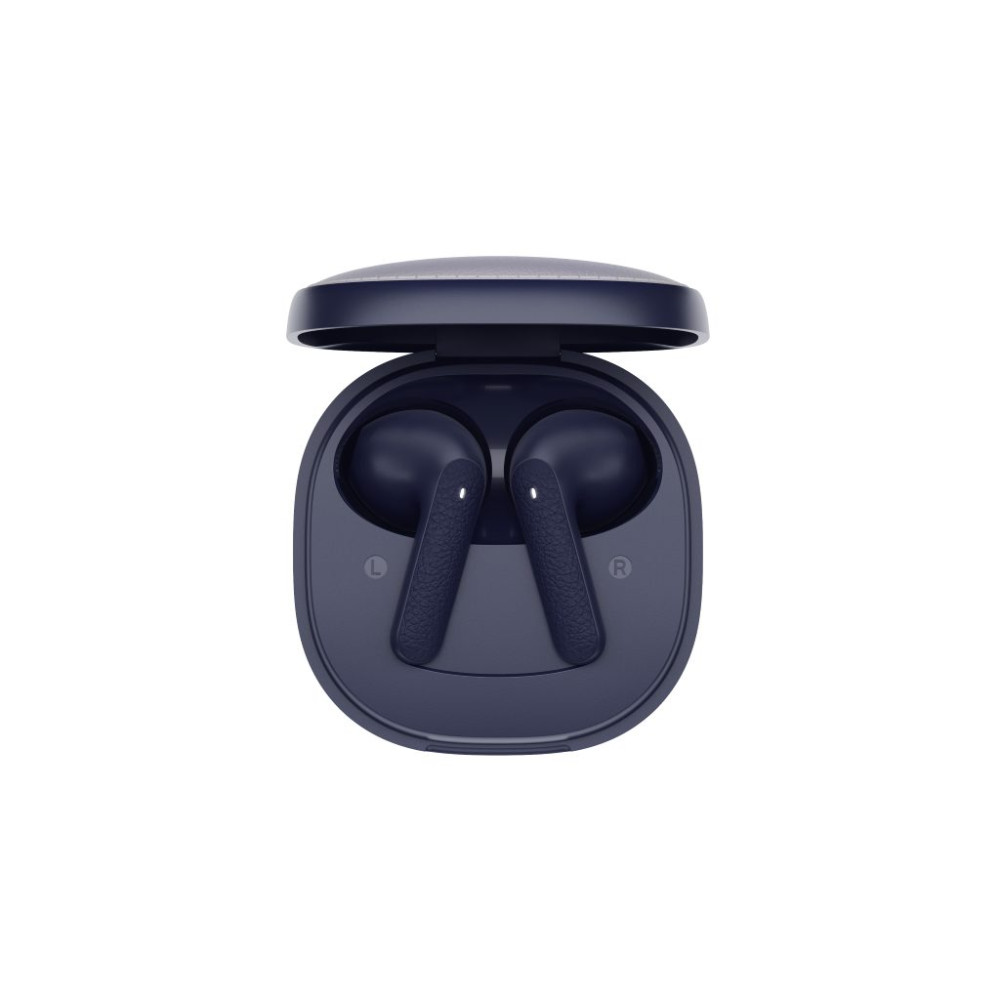 QCY Air Blue Semi-Ear TWS Earbuds, quad Mic ENC multi-point connection, leather grain case