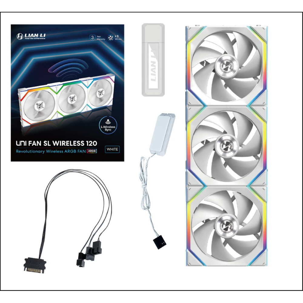 Lian Li UNIFAN SL Wireless 120 -3PCS White (Triple pack include Controller) - Case Fan