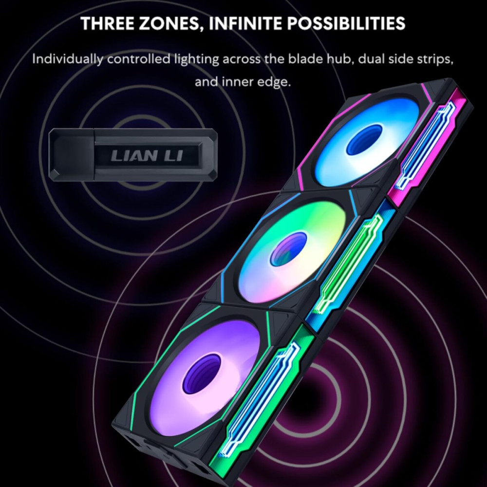 Lian Li UNI FAN SL INFINITY Wireless 3-Pack Black aRGB PWM 120mm 0~2200RPM Controller Included