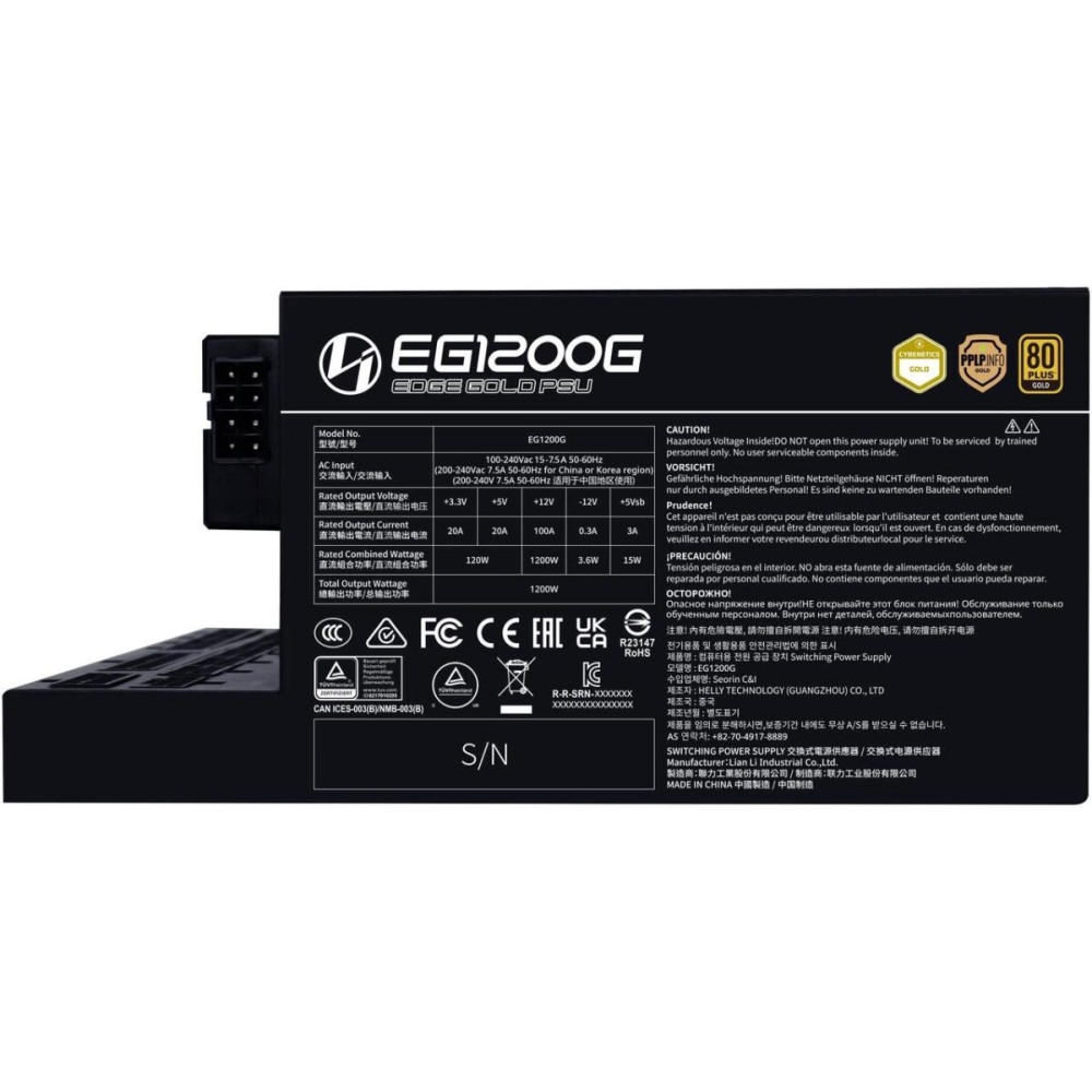 Lian Li Edge 1200W Black 80+ Gold (with USB HUB), Fully Modular ATX PSU