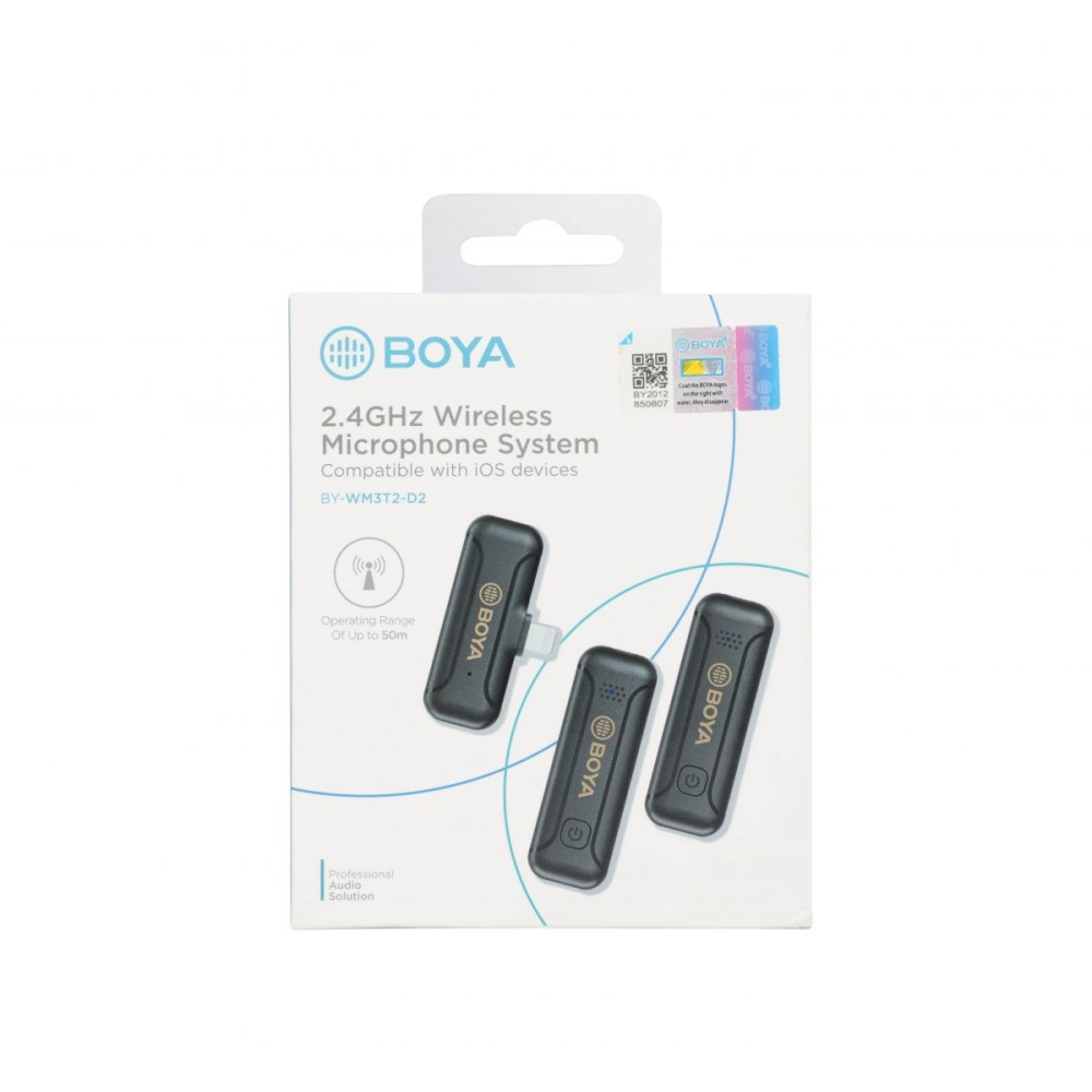 BOYA BY-WM3T2-D2 2,4GHz Mobile wireless mic For IOS iPhone (2 transmitters, two person vlog)