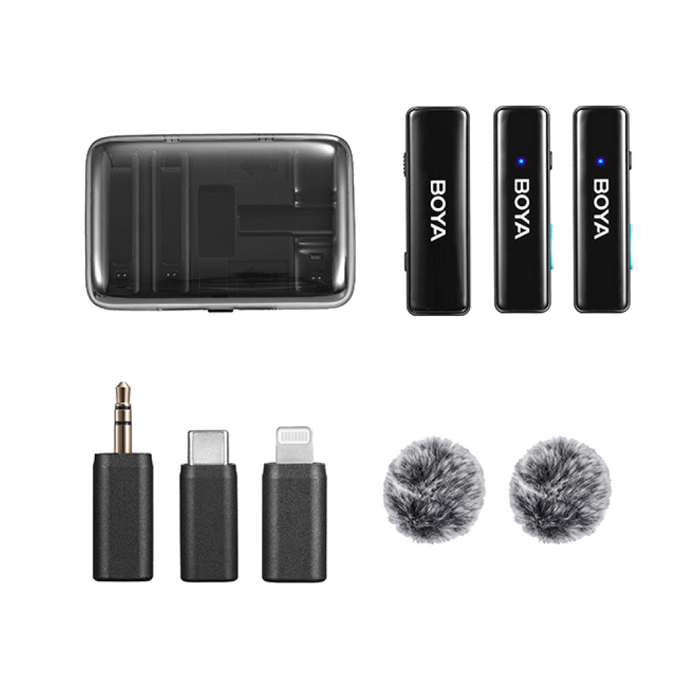 BOYALINK Mobile Wireless Mic for Android (USB-C) iPhone IOS and 3,5 TRS (laptop) 2 person vlog
