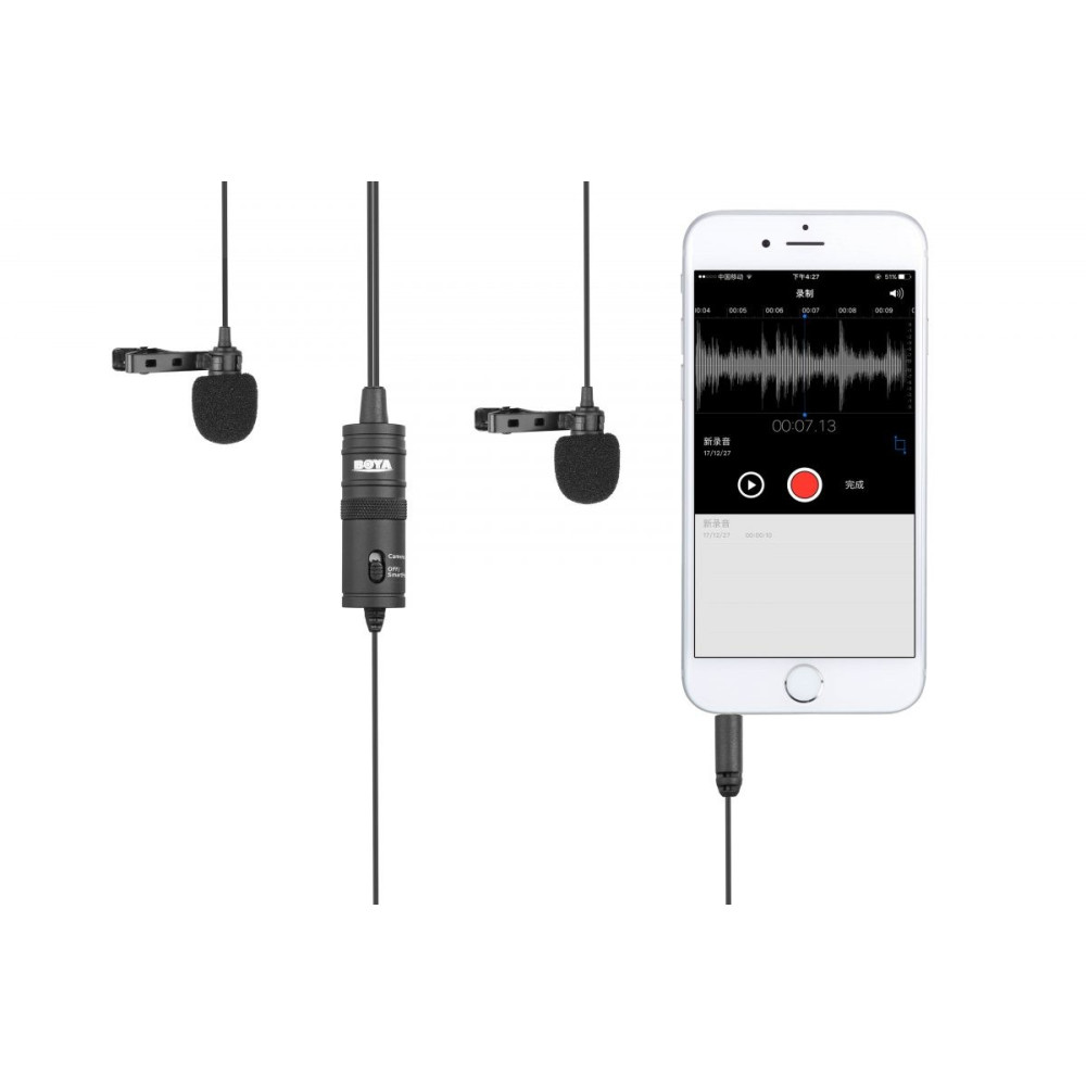 BOYA BY-M1DM wired mic Dual Lavalier Microphone