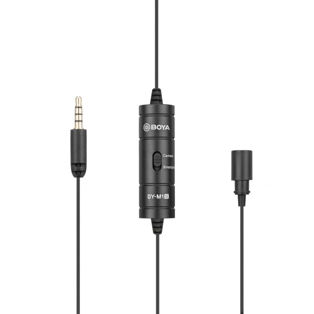 BOYA BY-M1S (M1 Smart) wired mic Universal Lavalier Microphone 3.5mm for phone, laptop, camera