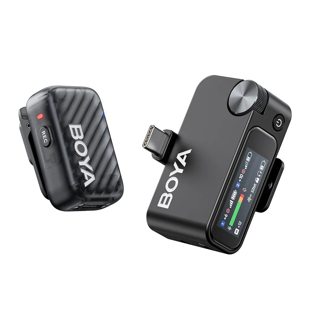 BOYAMIC 2-01 Wireless HD 2xLavalier Microphone USB-C &Camera 2x RXs 32bit Float Onboard Rec 300m 15h
