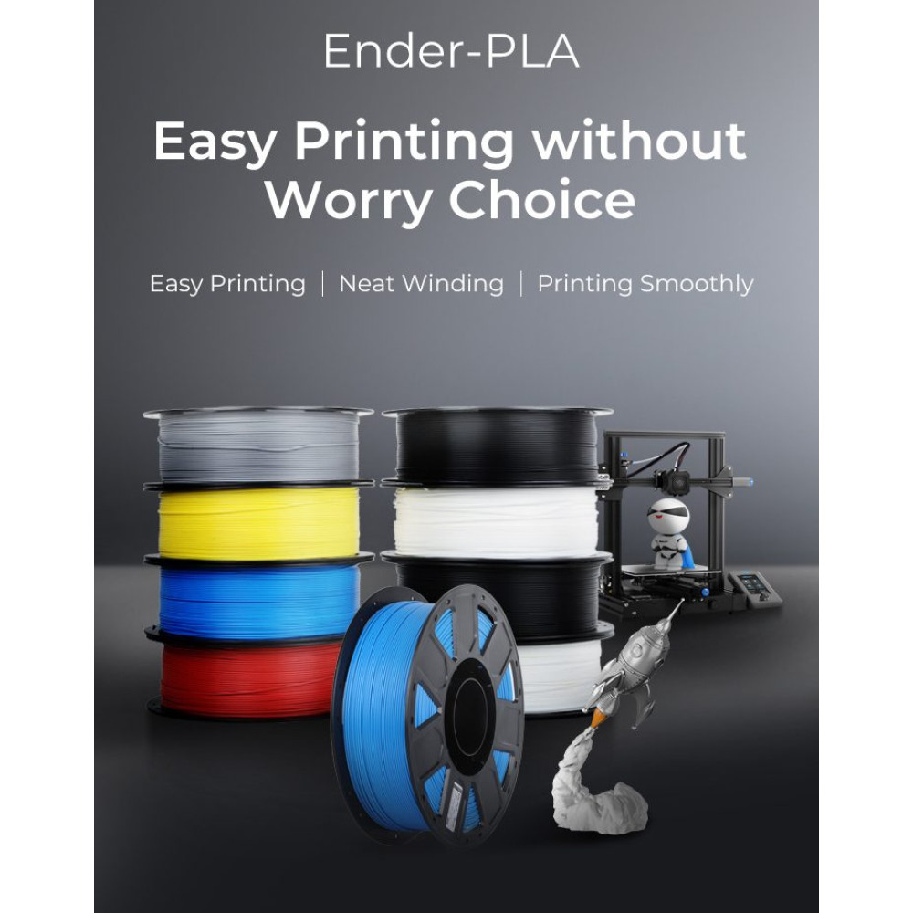 CREALITY EN-PLA Black Ender 3D Printer Filament 1 kg Spool,1.75 mm (3301010122)