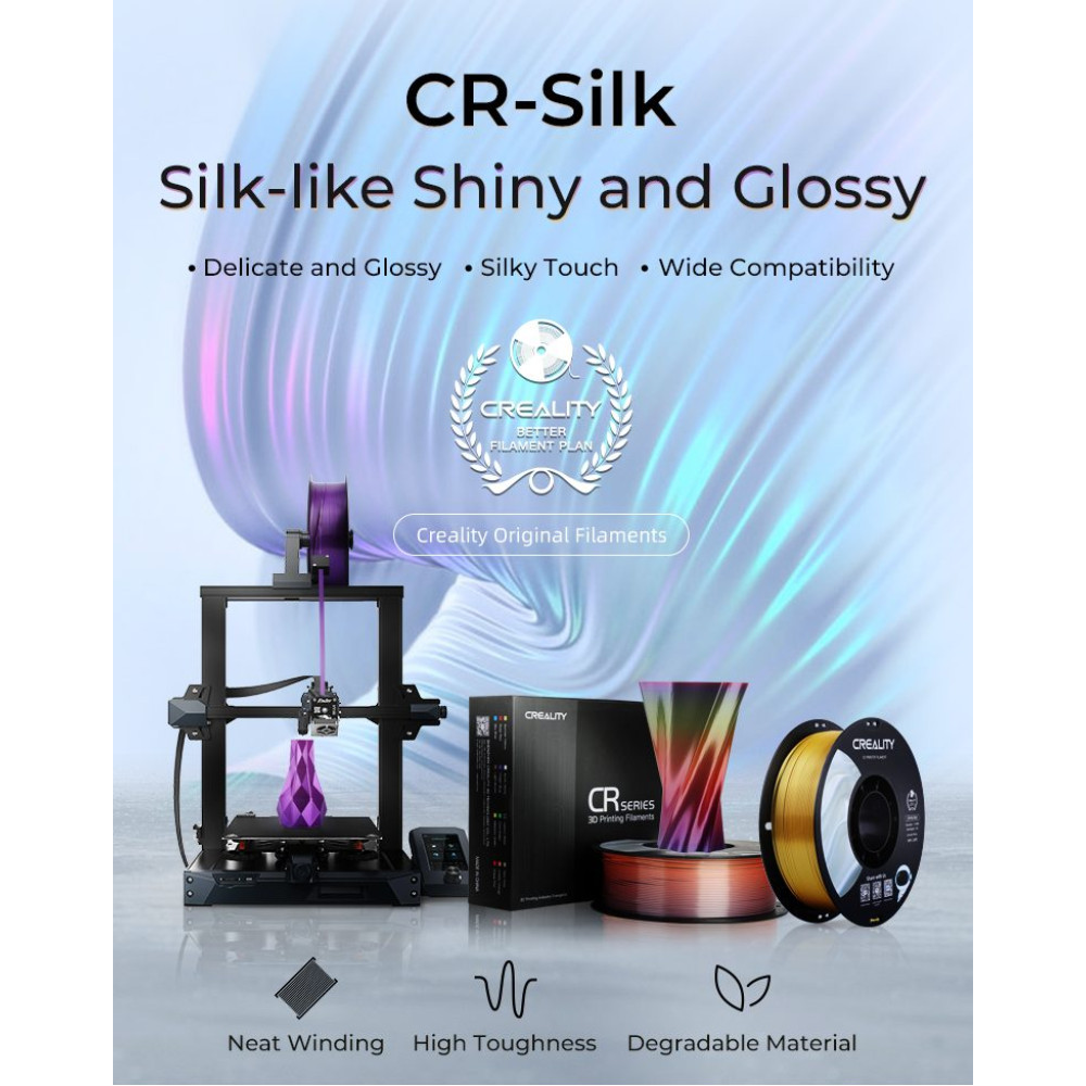 CREALITY CR-PLA Silk Golden, 3D Printer Filament Glossy, 1 kg Spool,1.75 mm (3301120001)