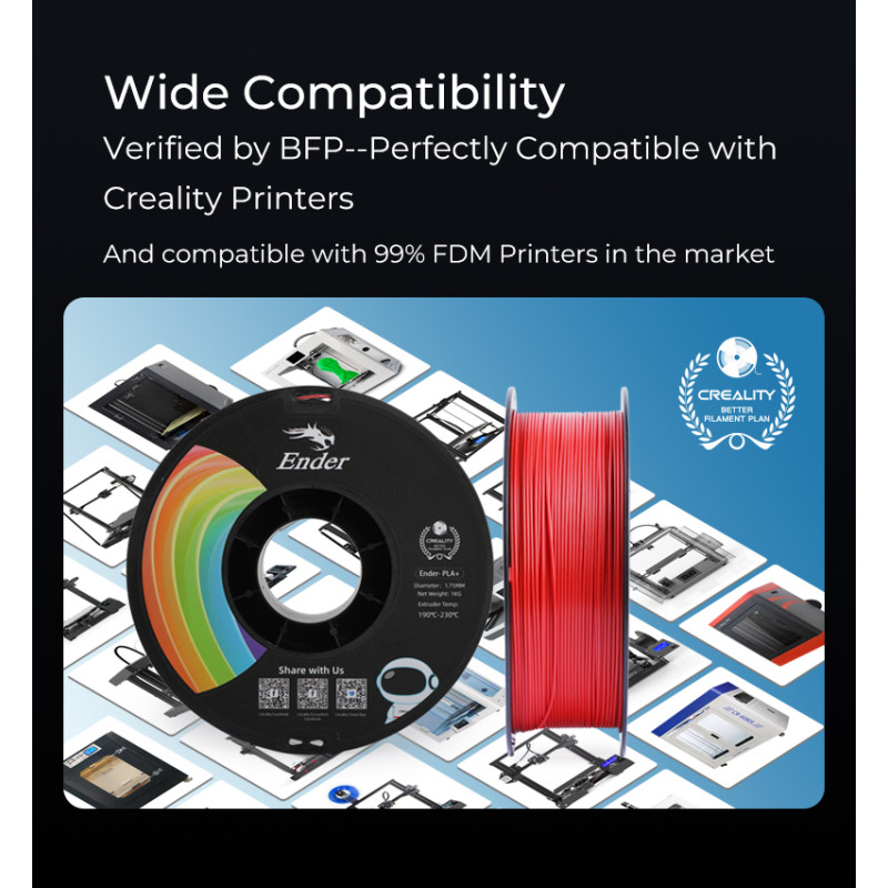 CREALITY EN-PLA+ Orange Ender 3D Printer Filament, Tensile Str. 34MPA, Bending 77MPa, 1 kg Spool1.75