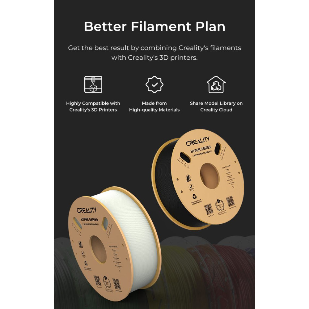 Creality Hyper PLA Yellow 3D Printer Filament, High Speed, 1 kg Spool1.75