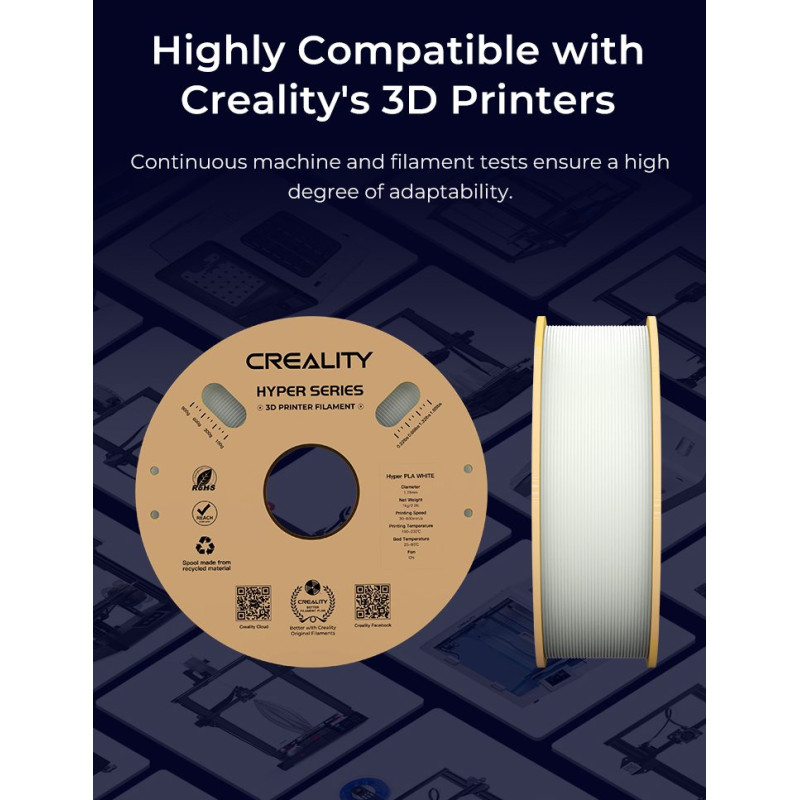 Creality Hyper PLA Yellow 3D Printer Filament, High Speed, 1 kg Spool1.75