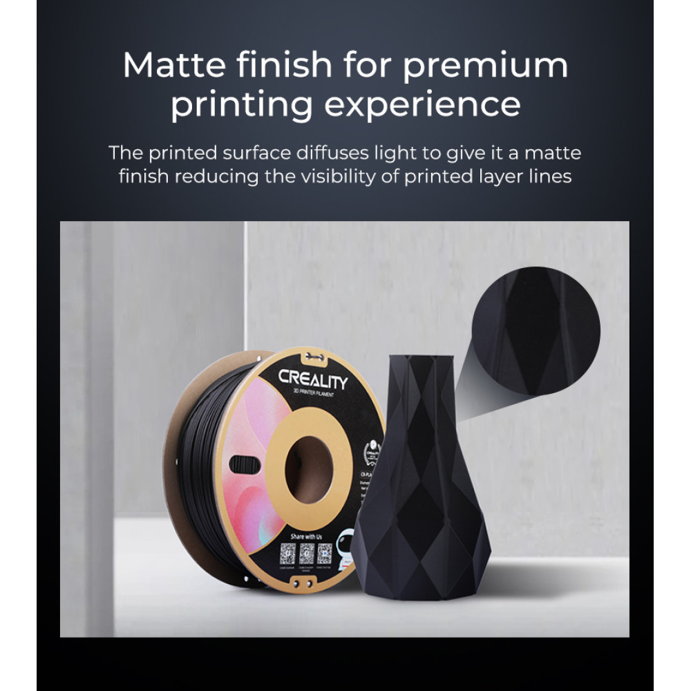 CREALITY CR-PLA Matte Gypsum White, 3D Printer Filament 1 kg Spool,1.75mm (3301010296)