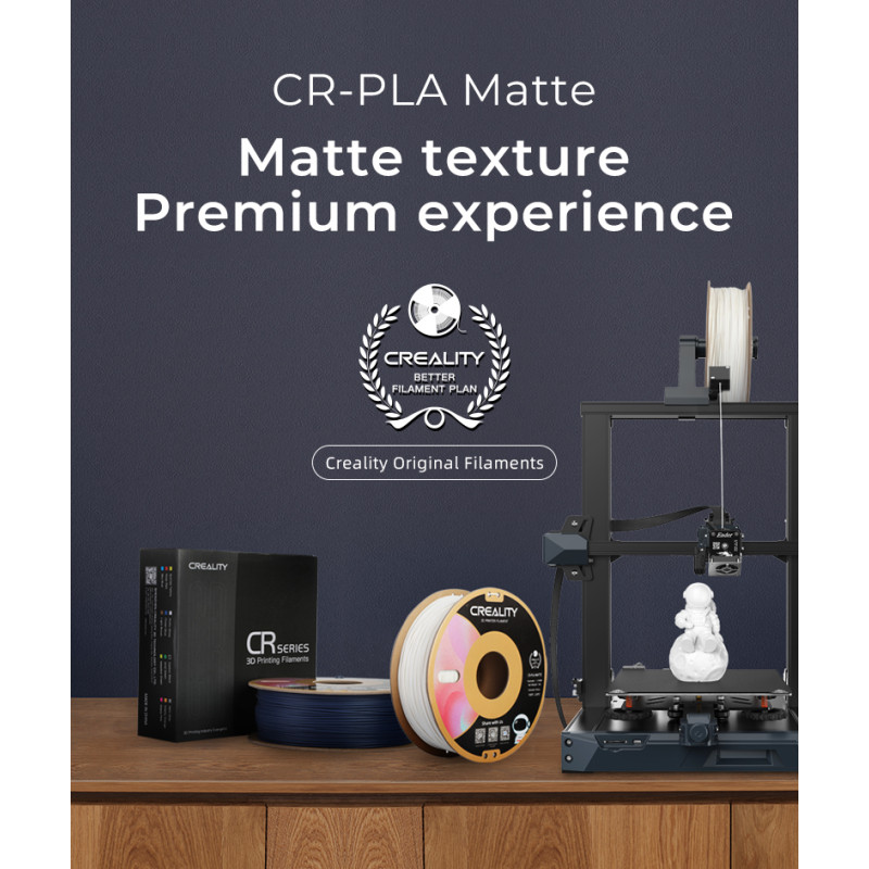 CREALITY CR-PLA Matte Grey, 3D Printer Filament 1 kg Spool,1.75mm (3301010299 gray)