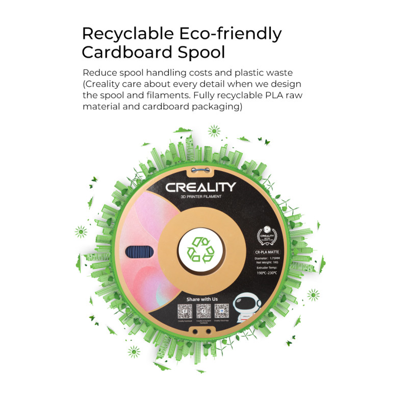 CREALITY CR-PLA Matte Grey, 3D Printer Filament 1 kg Spool,1.75mm (3301010299 gray)