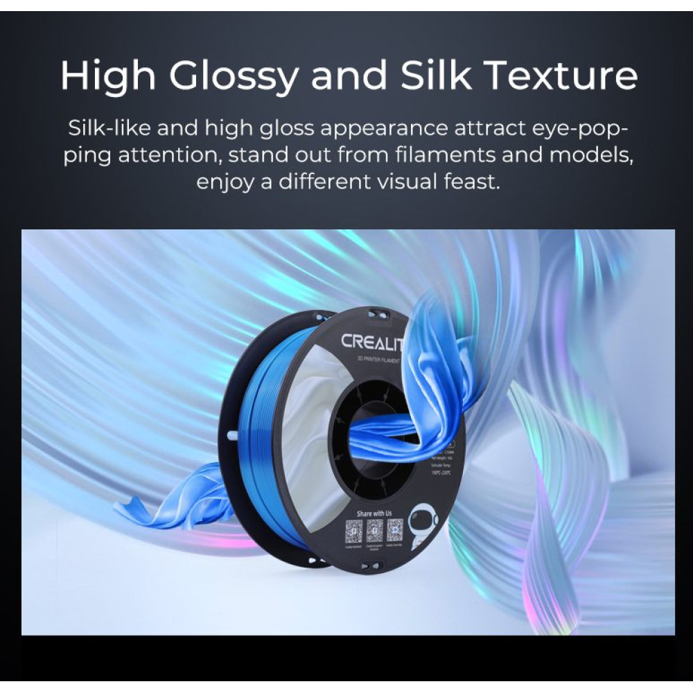 CREALITY CR-PLA Silk Silver, 3D Printer Filament Glossy, 1 kg Spool,1.75 mm (3301120007)