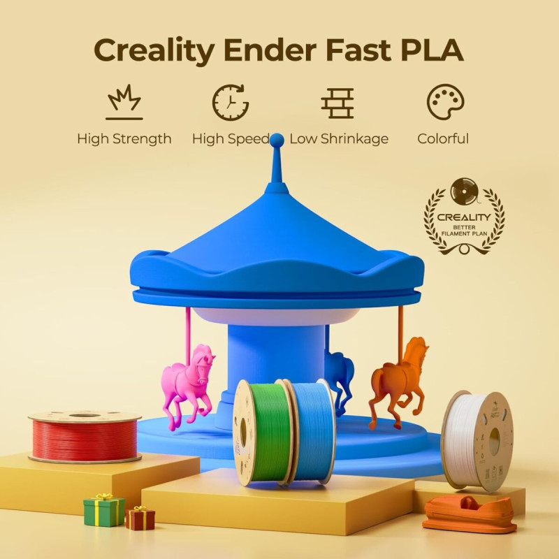 Creality Ender Fast PLA Value Pack 2Kg 2xBlack 300mm/s 3D Printer Filament  2x1 kg Spool,1.76