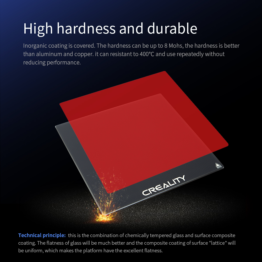 Creality Carborundum Glass Platform Kit 235Χ235Χ4 Ender-3 /3 V2/3 Pro/5/5S/5 Pro/3 KR/CR20/CP-01