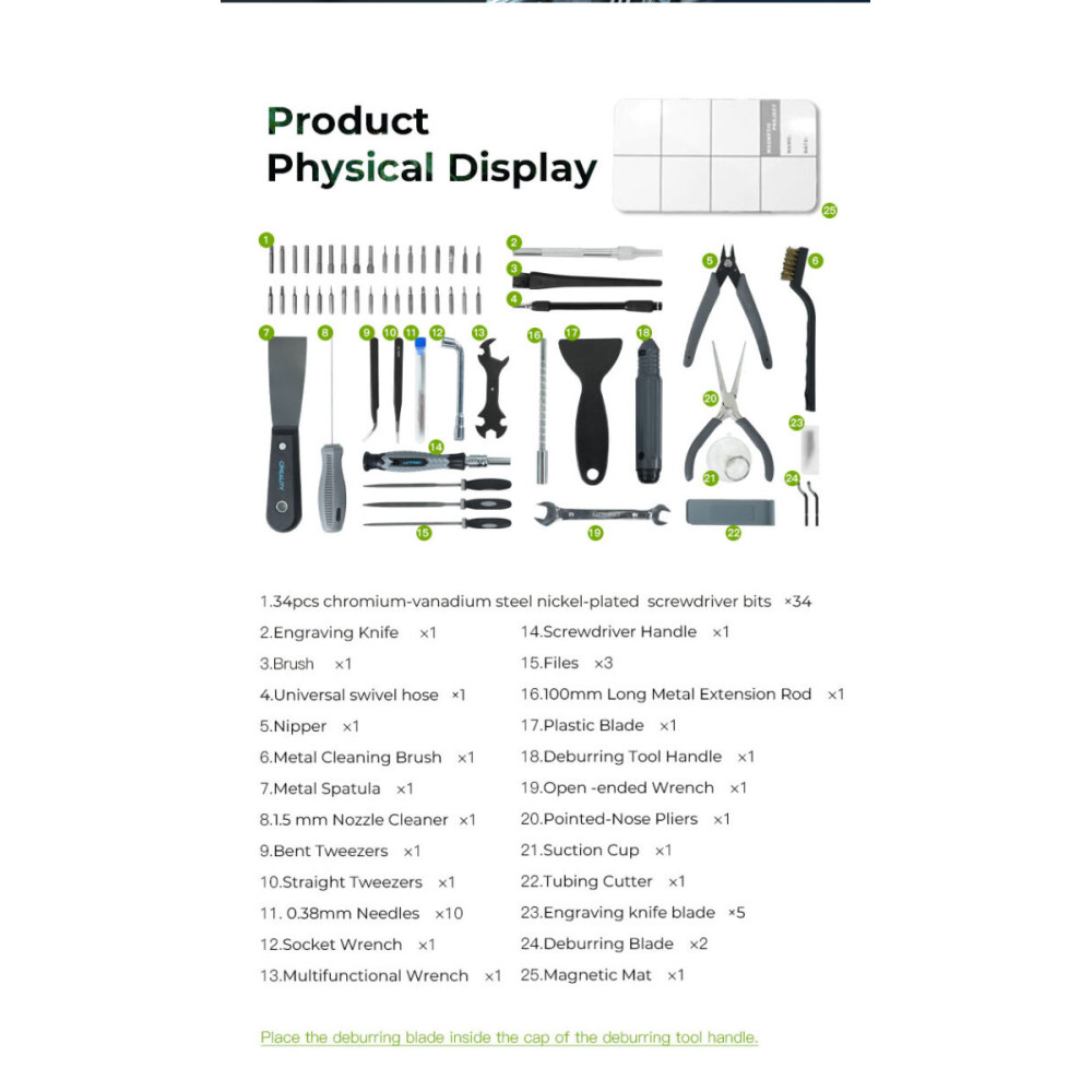 Creality 3D Printer Tool Wrap Kit Pro - 34 pieces of bits for screwdrivers and post-processing tools