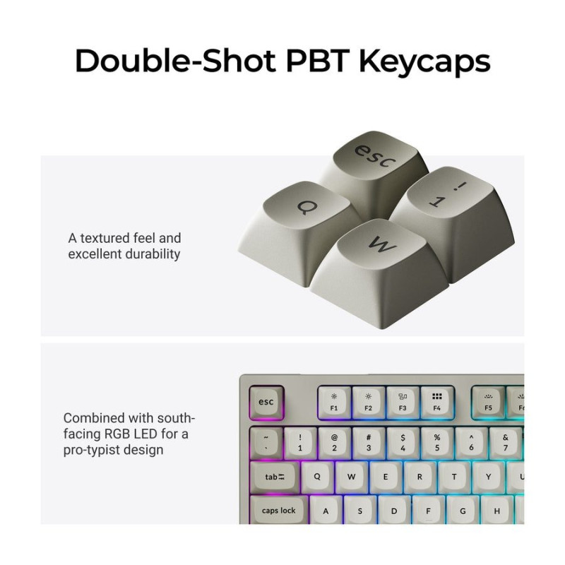 Keychron C1 Pro (C1PX-M3) QMK/VIA Mechanical Brown Sw. - 8K Polling Rate Hot Swap. 80% US Retro RGB