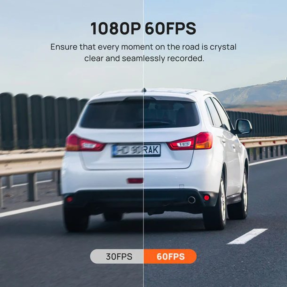 70mai A200 Dash Cam w. Screen - 1080P 60FPS 130FOV 500mAh Car Camera
