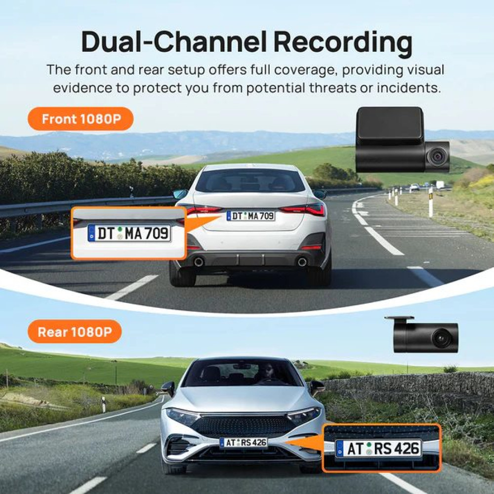 70mai A200 Dash Cam w. Screen - 1080P 60FPS 130FOV 500mAh Car Camera