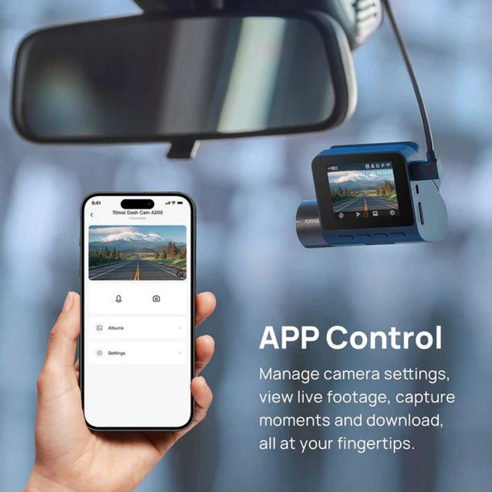 70mai A200 Dash Cam w. Screen - 1080P 60FPS 130FOV 500mAh Car Camera