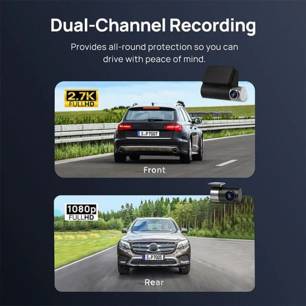 70mai Dash Cam Pro Plus+ A500S-1 Front & Rear w. Screen, set with RC06 Rearview Cam 1944P 140FOV 500