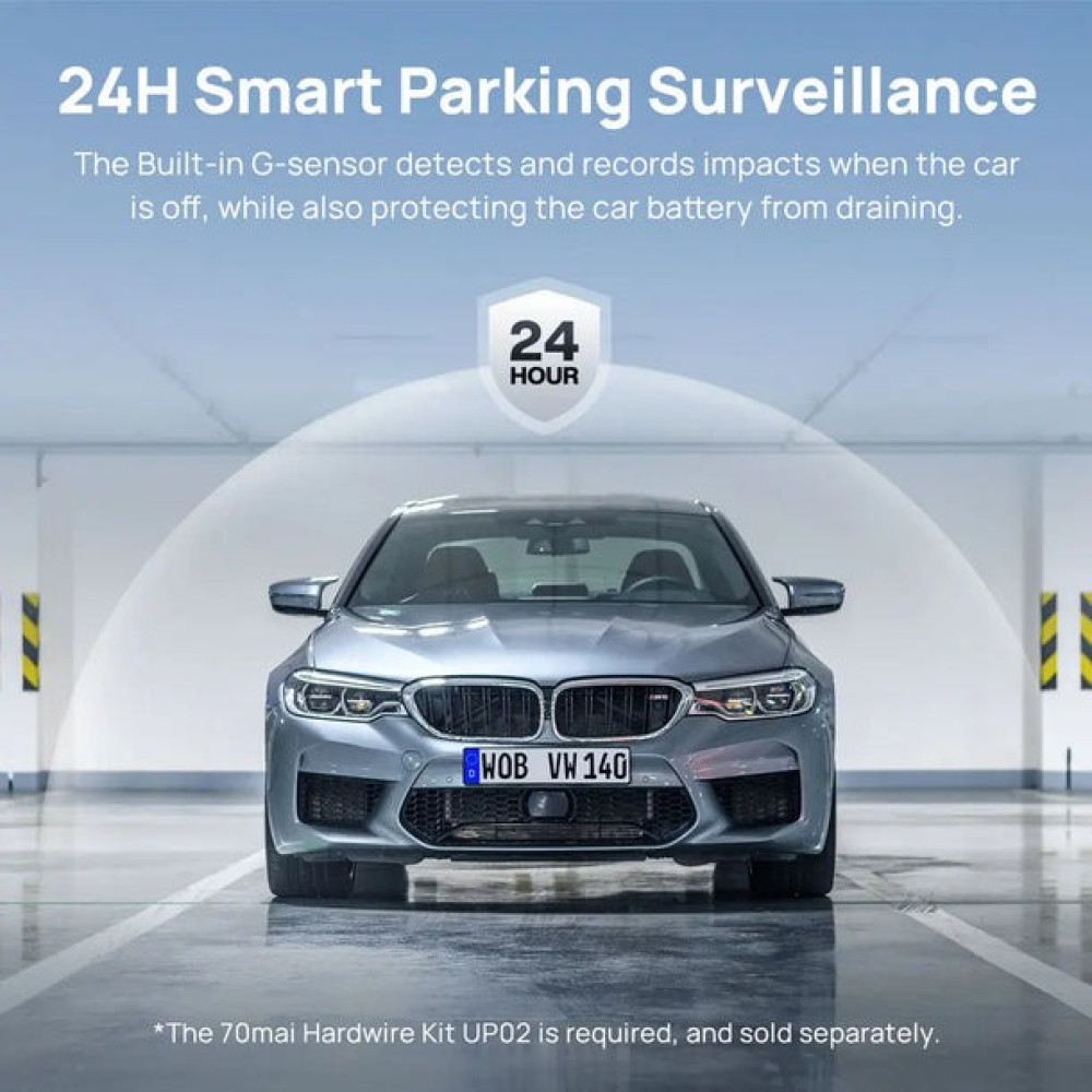 70mai A800S-1 Front & Rear Dash Cam 4k w. screen set w. RC06 Rearview Cam - 2160p 140FOV 500mAh Car