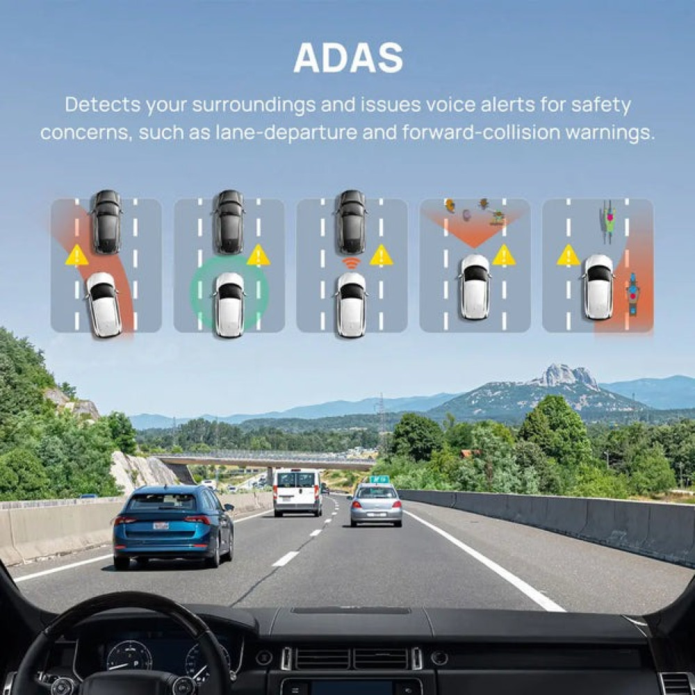 70mai A800S-1 Front & Rear Dash Cam 4k w. screen set w. RC06 Rearview Cam - 2160p 140FOV 500mAh Car