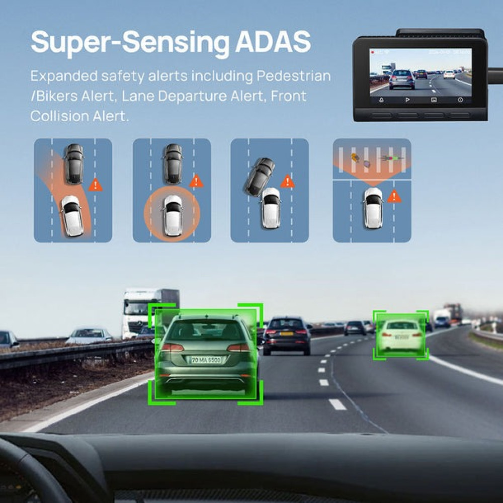 70mai A810 Dash Cam 4K w. Screen - 2160p 60FPS 150FOV GPS 500mAh Car Camera