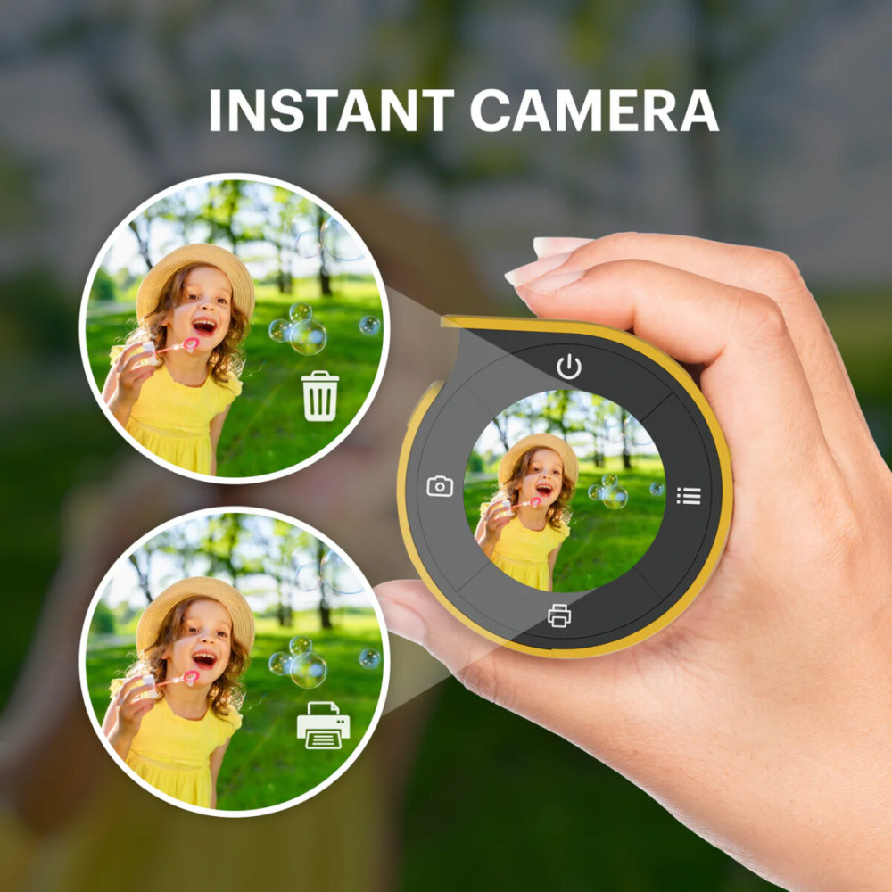 Kodak Memo Shot ERA -  2-in-1 Instant Camera and Photo label Printer + one Roll, Yellow