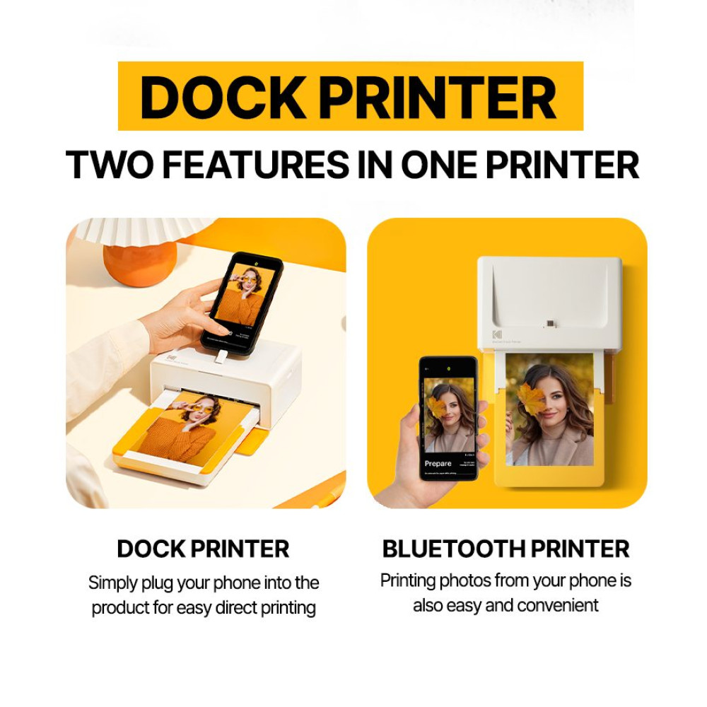 Kodak Dock Plus 4PASS Wireless Smarphone Photo Printer (10 x 15 cm) + Accessory Package with 10 Shee