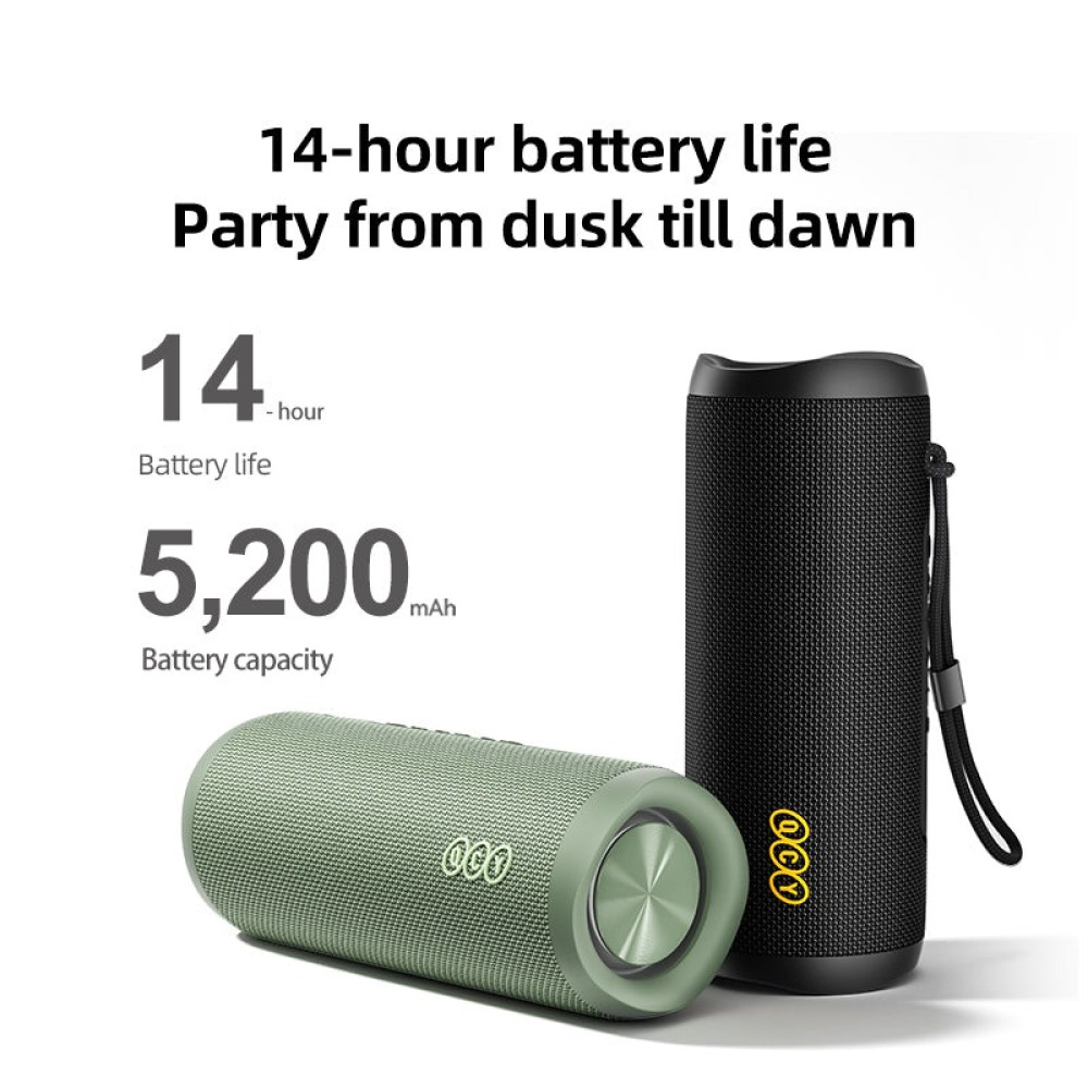QCY SP7 Black -  Portable Bluetooth Speaker w Stereo Sound 40W, Mic for Calls, RGB Light Show