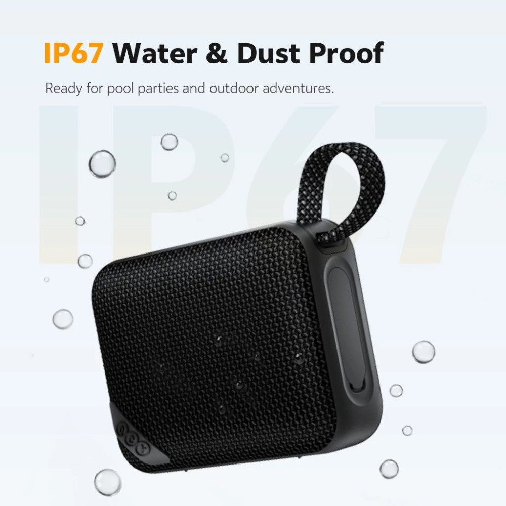 QCY SP2 Black - Pocket Size IP67 RGB BT Speaker Deep Punch Bass TWS Stereo Subwoofer 17h
